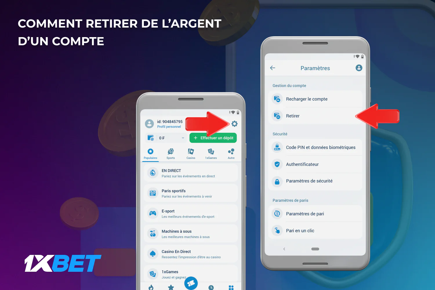 1xBet offre aux utilisateurs de Côte d'Ivoire des méthodes rapides et pratiques pour retirer de l'argent de leurs comptes